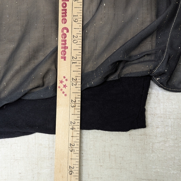 Sara Michelle Tan Black Ombré Blouse Gold Metallic Shimmer M - Picture 9 of 12